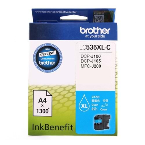 Brother Kartuş LC535XLC Mavi 1300 Sayfa (DCP-J100, DCP-J105, MFC-J200)